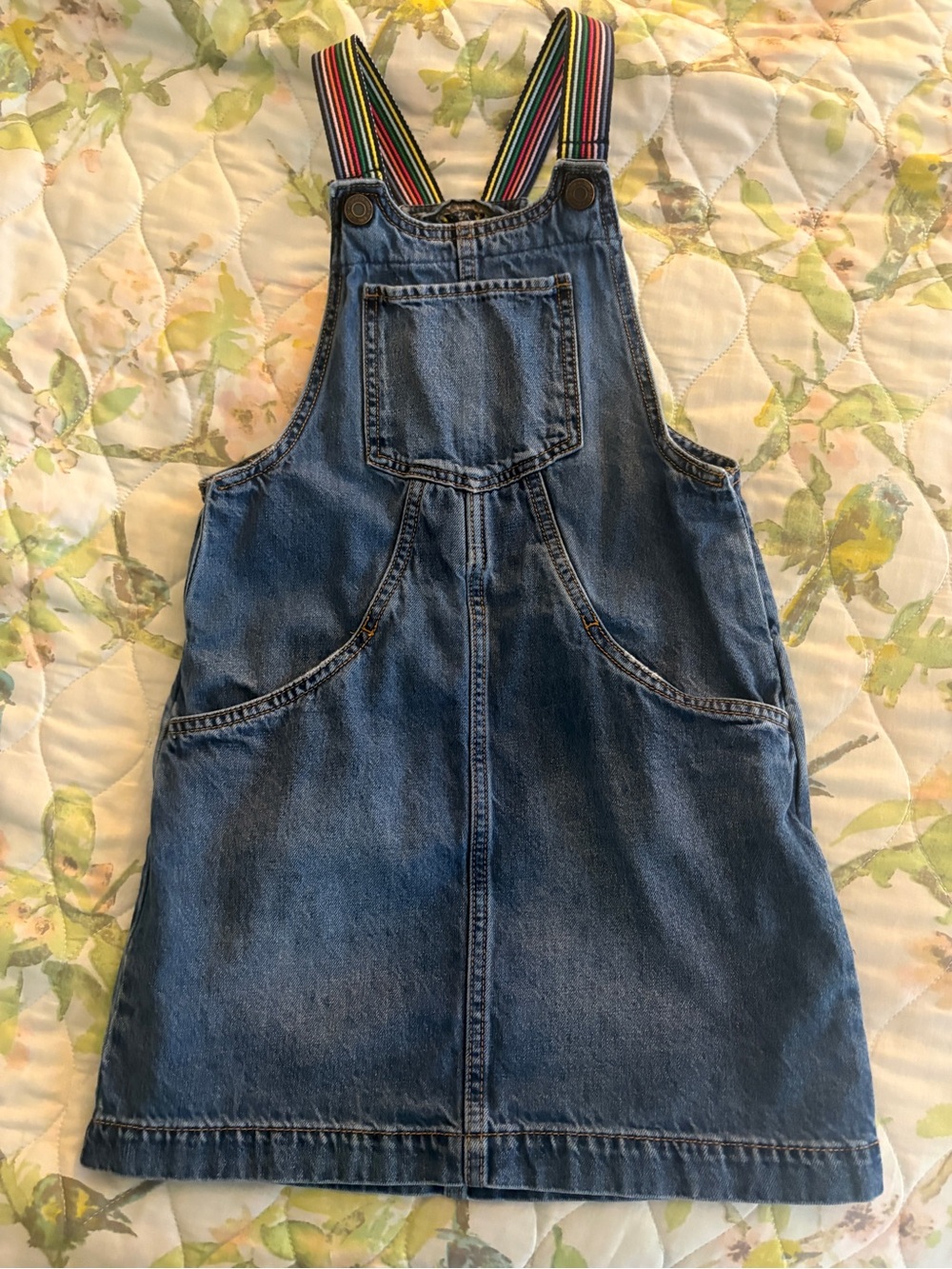 GapKids Girls Rainbow 100% Cotton Denim Overall Dress Jumper Medium 8 9 Retro